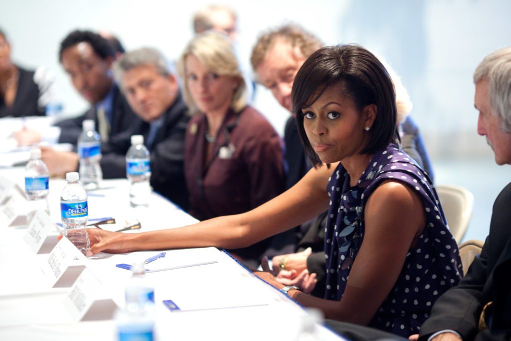 michelle obama first lady attends community meeting about schools